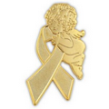 Gold Ribbon Angel Pin